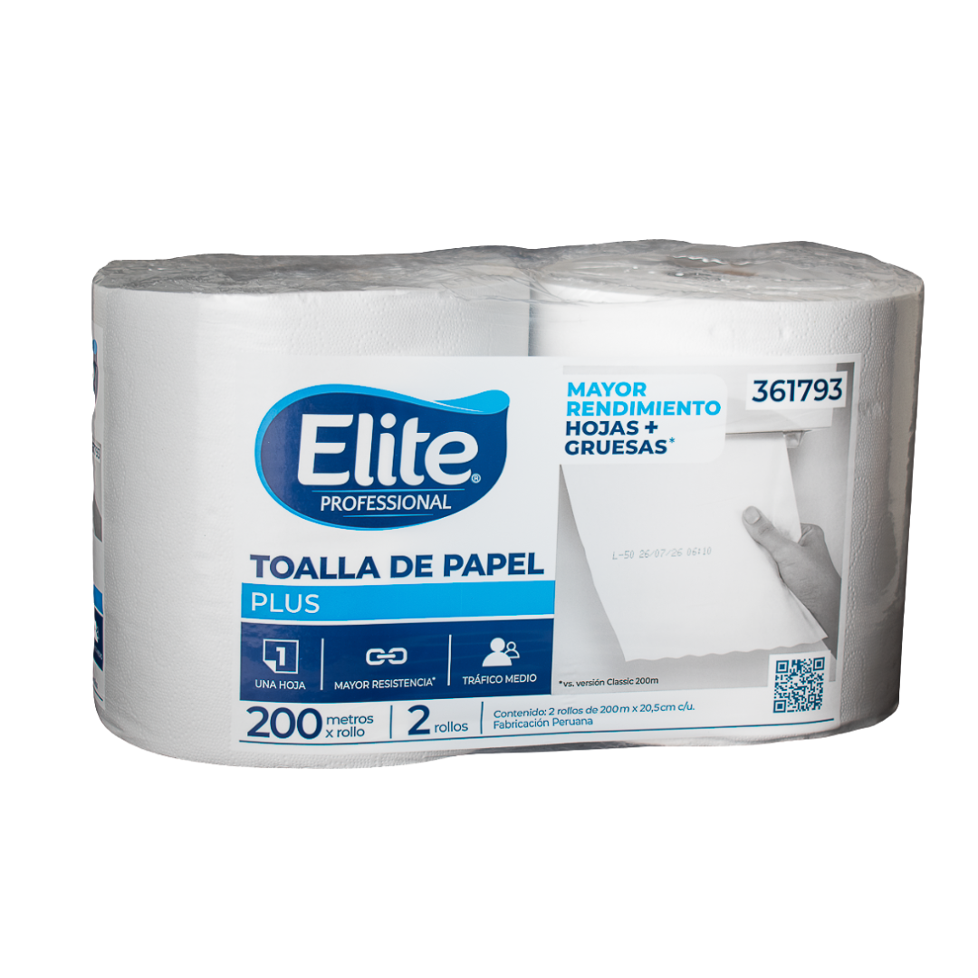 PAPEL TOALLA JUMBO PLUS X2 ROLLOS 200 MT - ELITE 361793